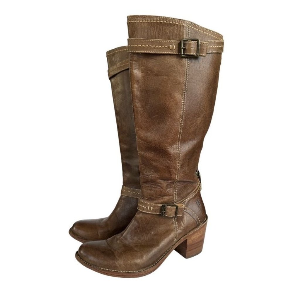 Frye Tan Leather Heeled Boots
